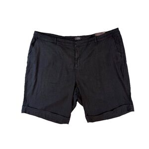 NYDJ 22W Black Linen Blend Bermuda Shorts Roll Cuff Lift Tuck NWT WAKB2557